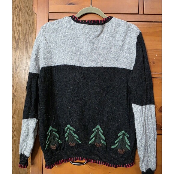 Holiday Lodge Cardigan Sweater Size Medium Christmas Holiday Cabin Moose Rustic - Picture 4 of 8